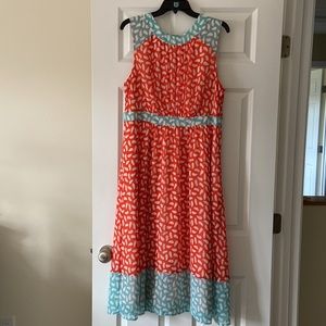 NWT Boden Sylvie Brush Stroke Dress in Blood Orange Size US 12R